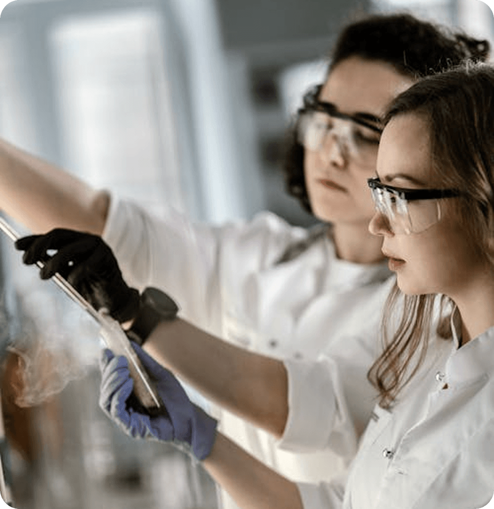 Life science students working in laboratory